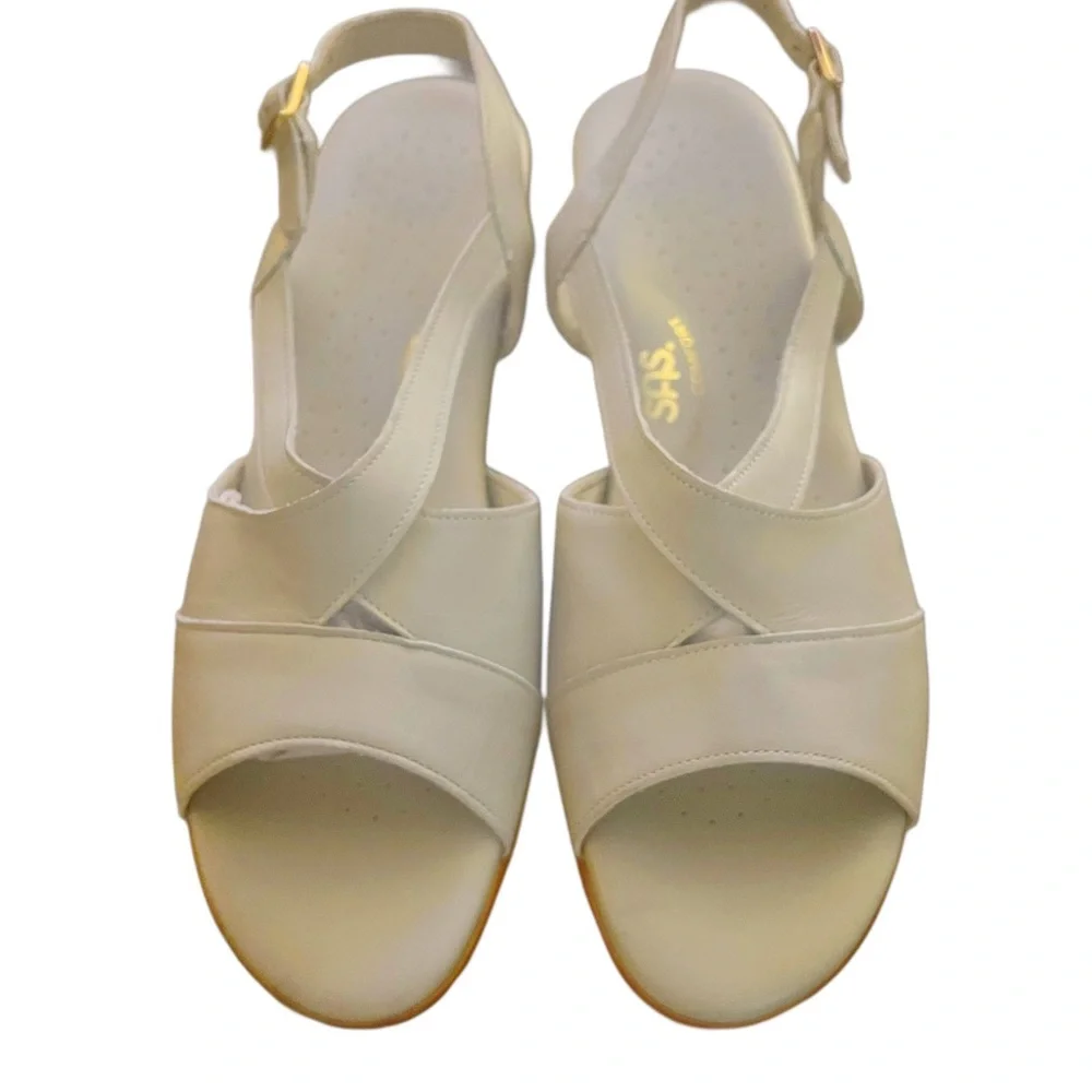 SAS Caress Tri Pad Comfort Slingback Bone Leather Sandals Sz 9.5